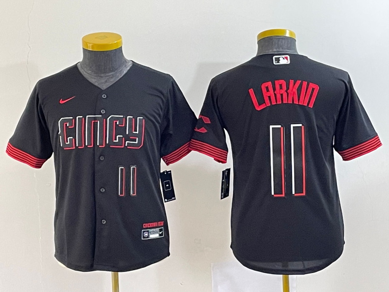 Youth Cincinnati Reds #11 Barry Larkin Black 2023 City Connect With Patch Stitched Baseball Jersey Youth Cincinnati Reds #11 Barry Larkin Black 2023 City Connect With Patch Stitched Baseball Jersey